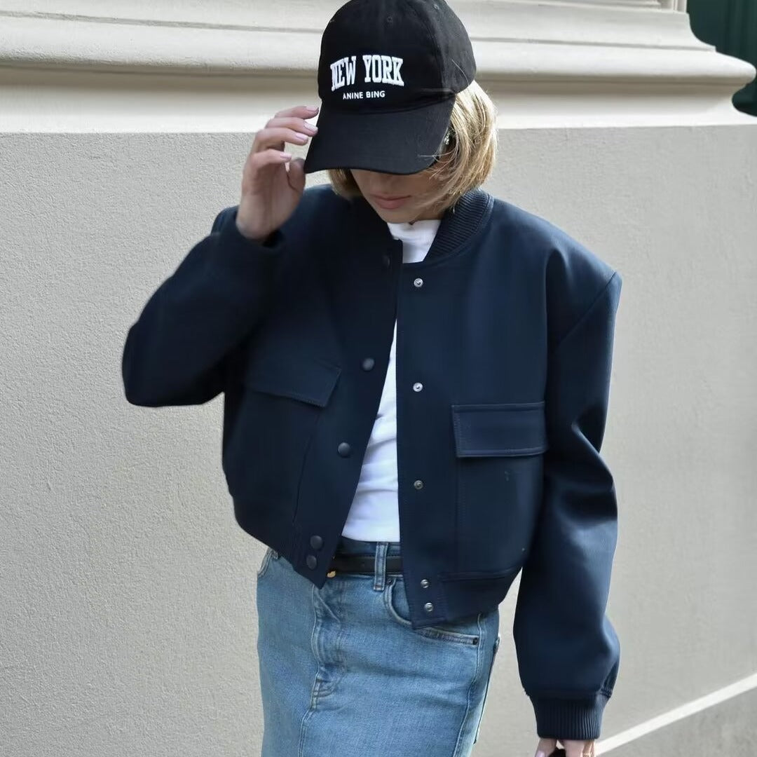 Women's Spring French Style Large Pocket Bomber Jackets