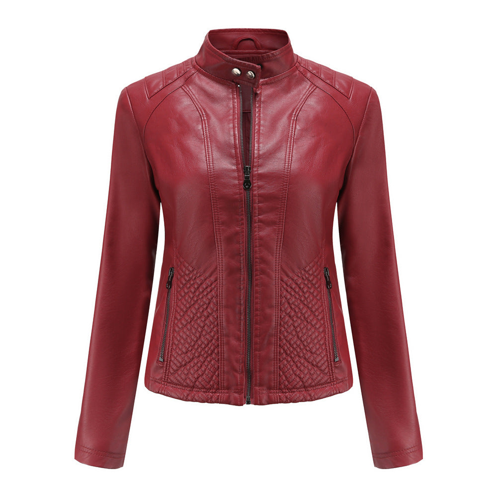 Women's Casual Leather Simple Trendy Thin Long-sleeved Jackets