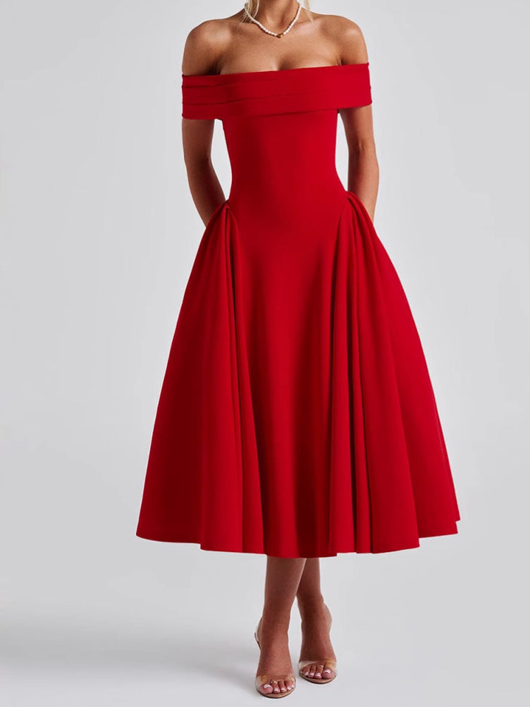 Women's Spring Fashion Sexy Backless Pure Color Dresses