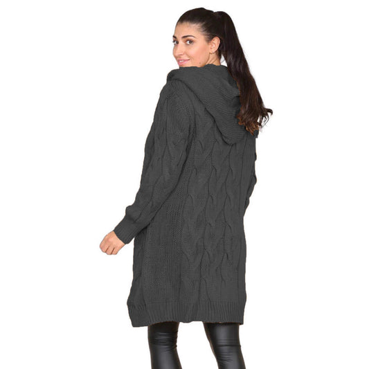 Women's Elegant Glamorous Hooded Twist Long Knitwear