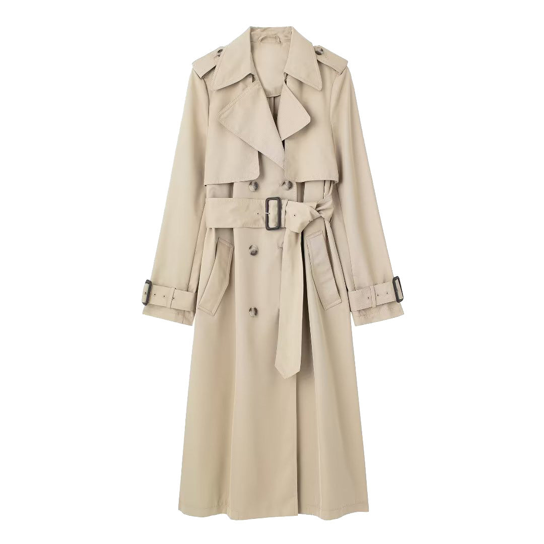 Women's New French Ornament Belt Trench Coats
