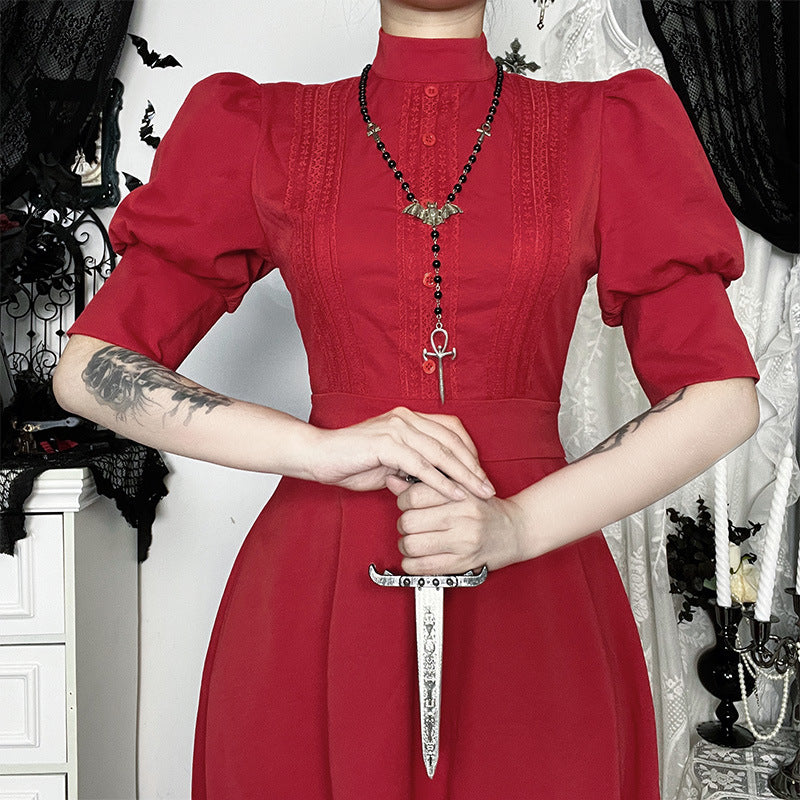 Pearl Red Dress Autumn Gothic Phoenix Dresses