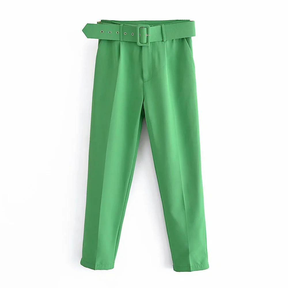 Women's Slim Fit Figure Flattering Belt Accessories Pants
