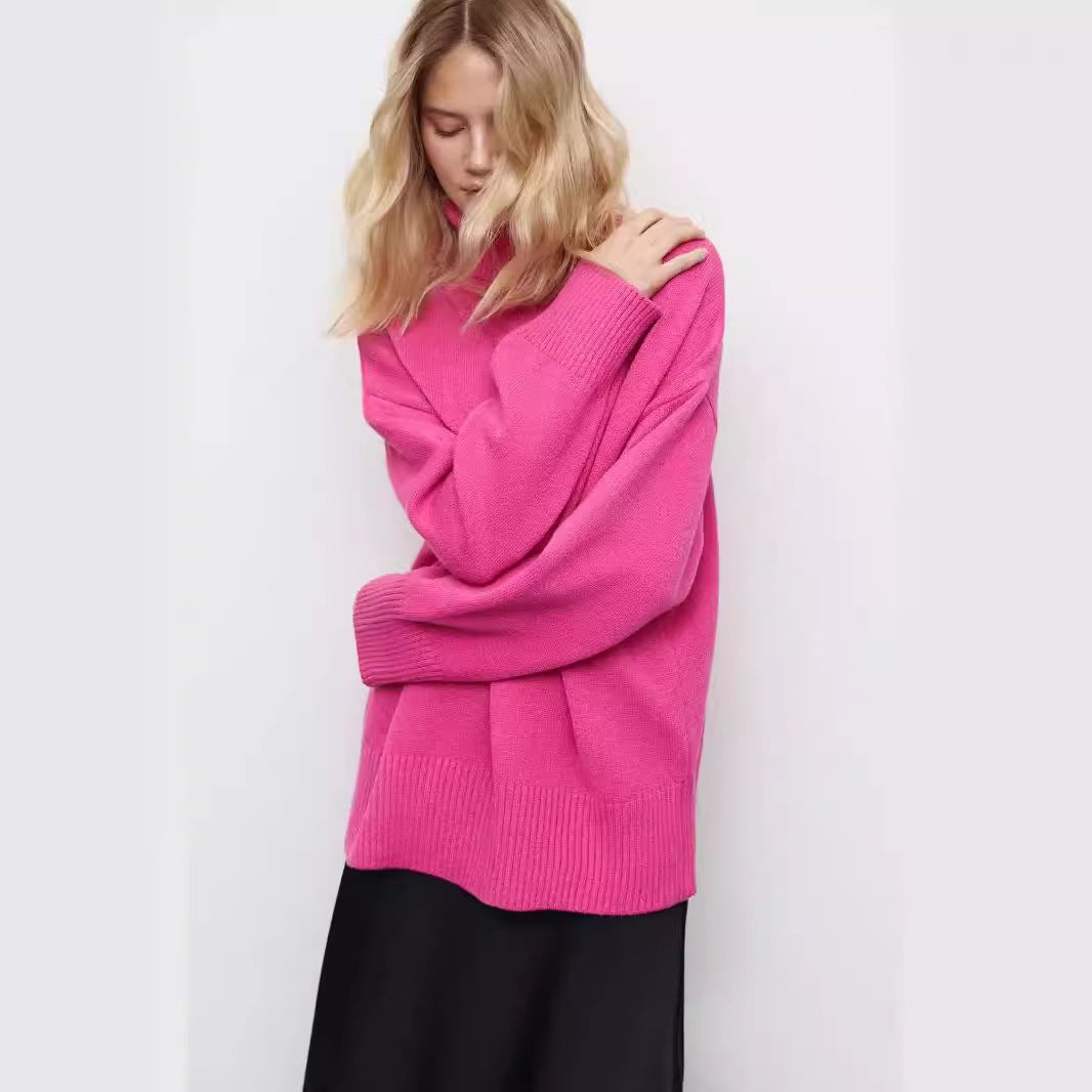 Graceful Elegant Knitted Russian Turtleneck Loose Sweaters