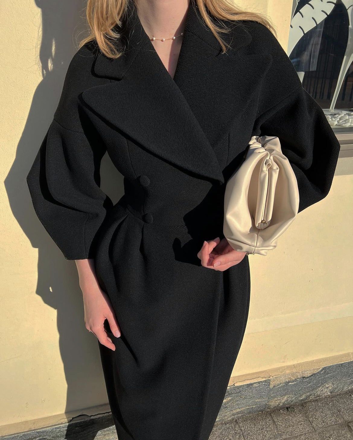 Court Style Lantern Sleeve Large Lapel Coats