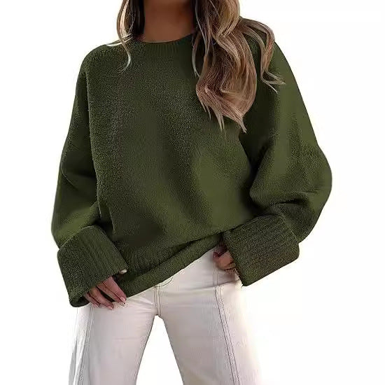 Women's Street Style Crew Neck Pullover Loose-fitting Sweaters