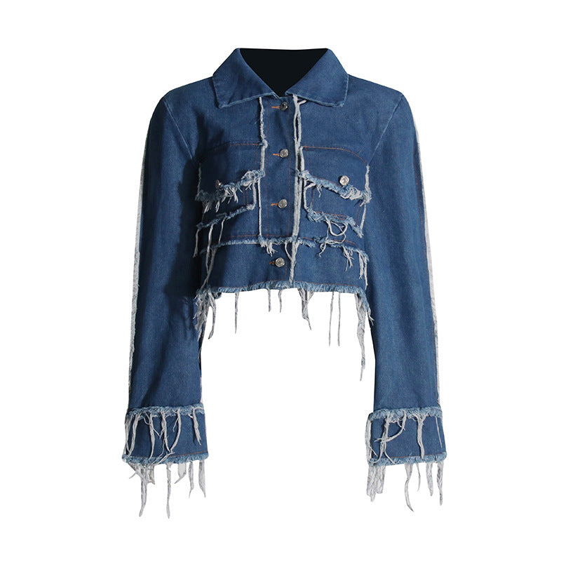 Women's Fashionable Personality Trendy Autumn Blue With Rough Jackets