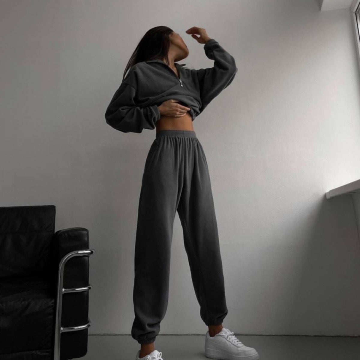 Women's Half Zipper Lapel Fashion Casual Exercise Suits