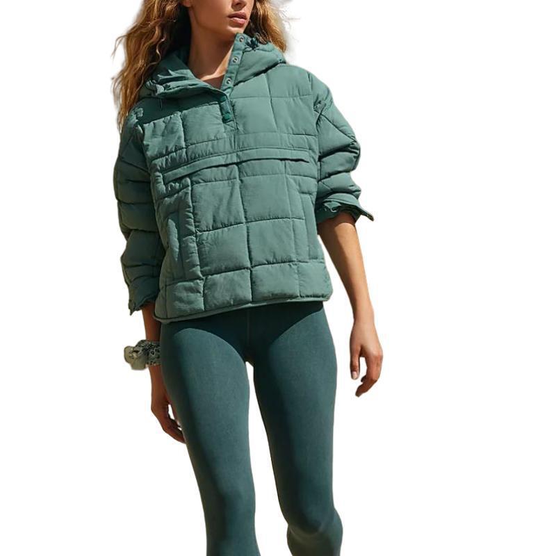 Model Pure Color Warm Keeping Pocket Long Sleeve Hooded Coats