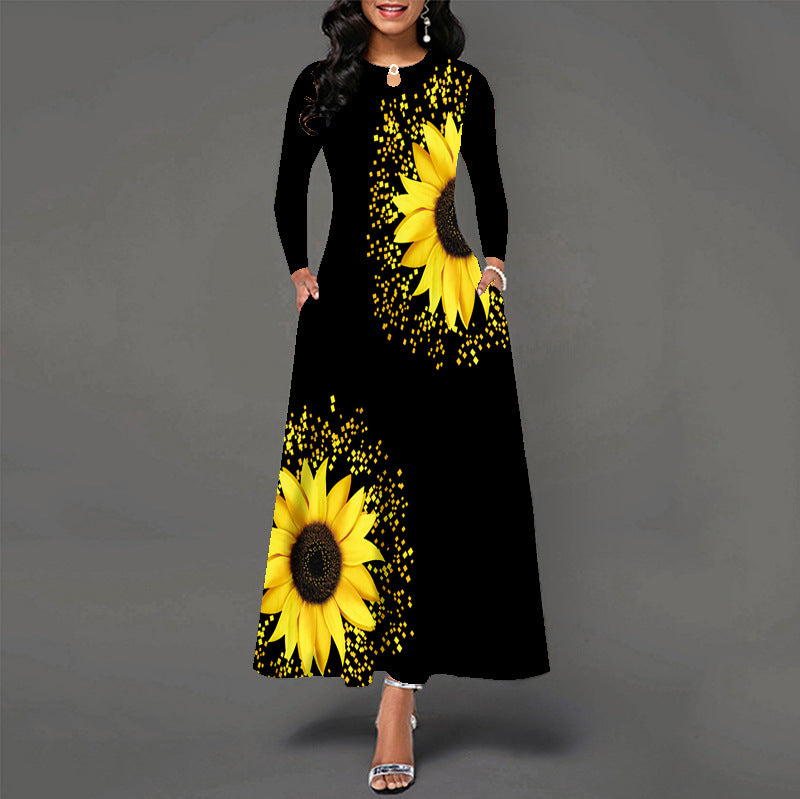 Women's Dress Loose Long Sleeve High Waist Dresses