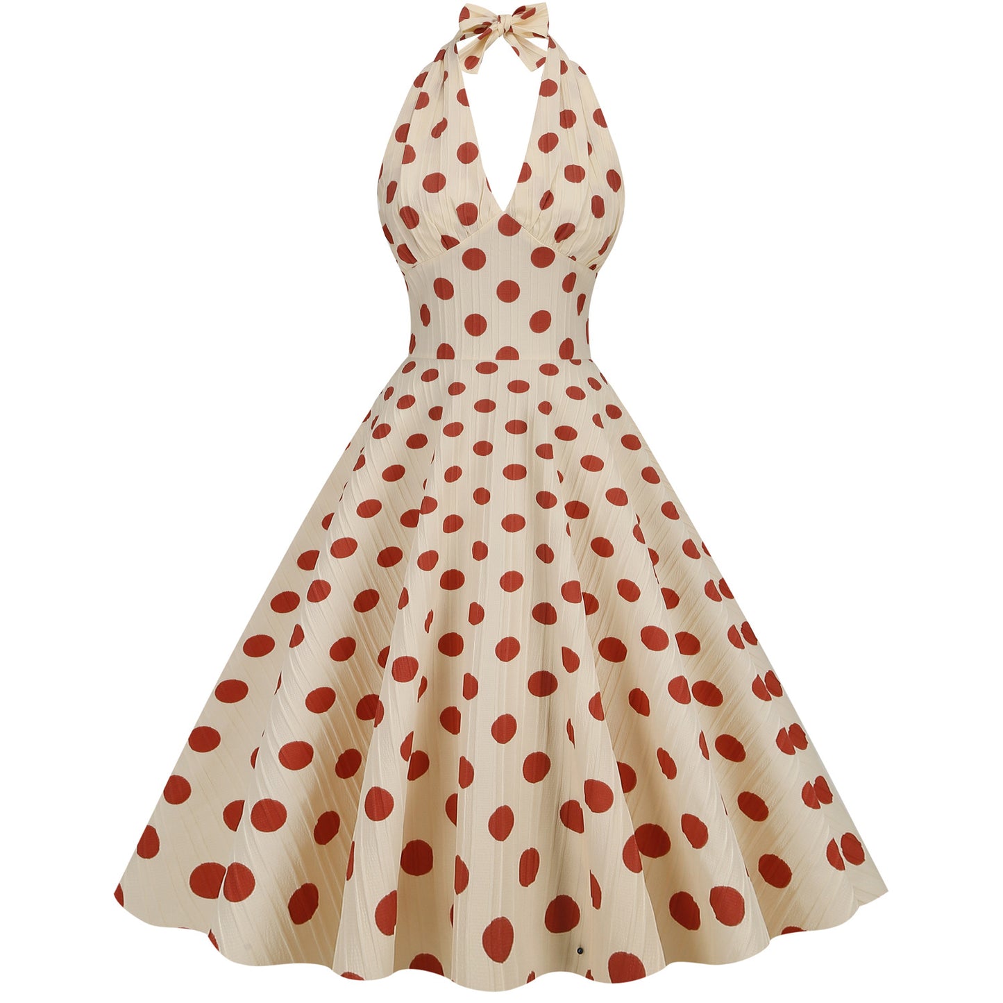 Women's Retro Hepburn Style High Waist Polka-dot Dresses