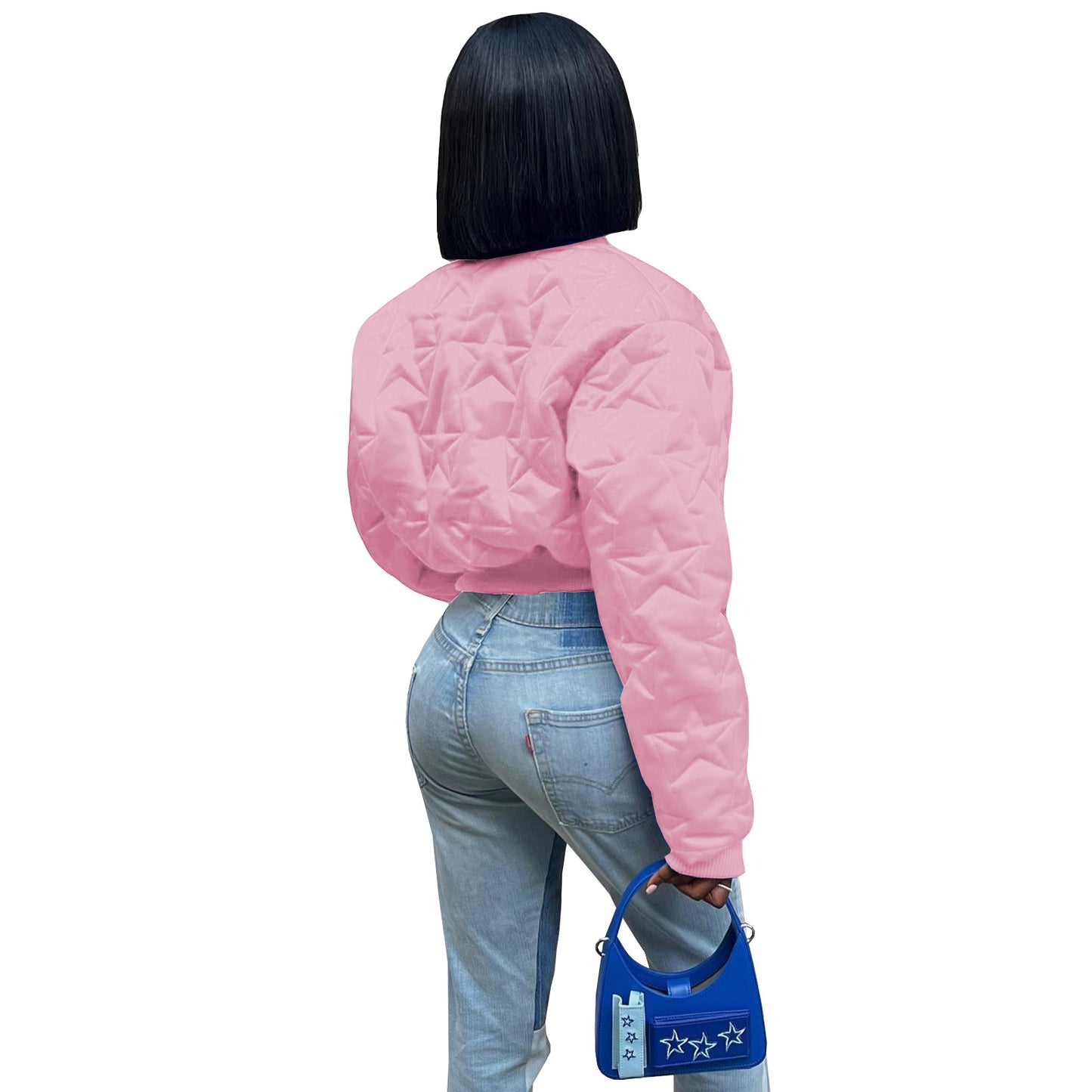 Women's Embossed Thumb Hole Cotton Padded Thickened Jackets