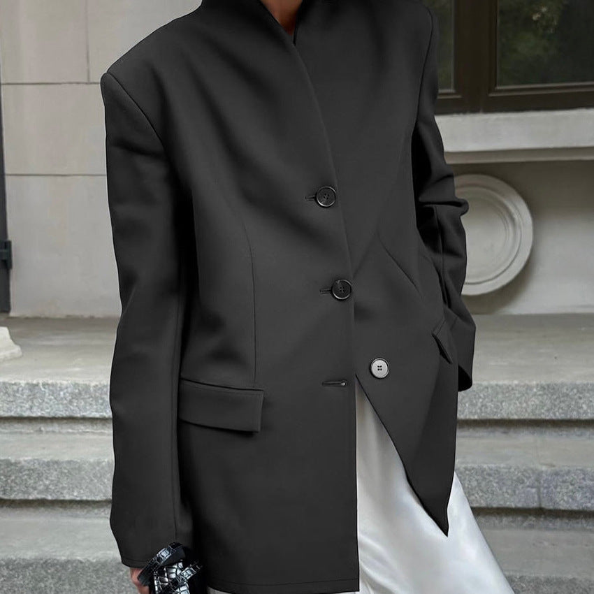 Women's Stand-up Collar Cinched Autumn Temperament Wild Jackets