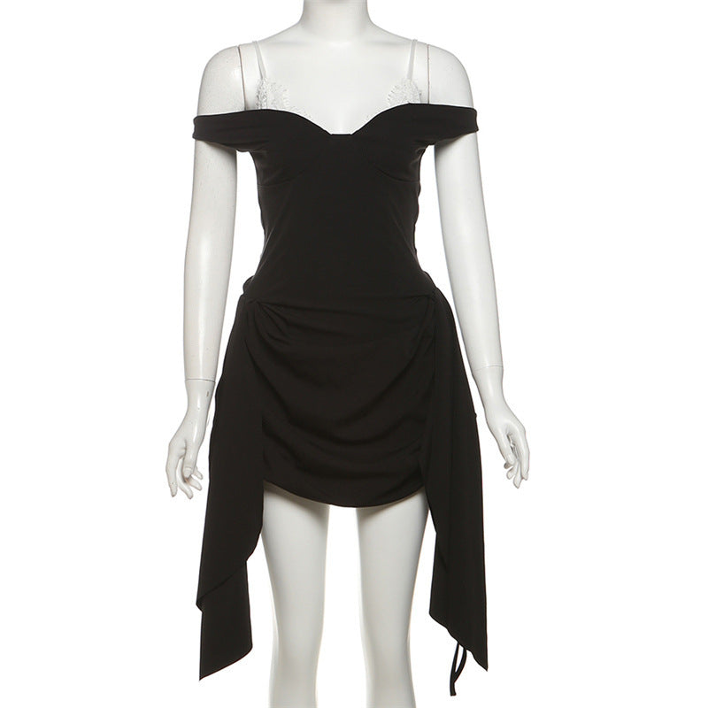Women's Sexy Hollow Out Lace Color Contrast Dresses