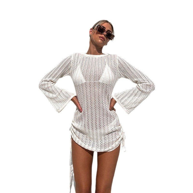 Women's Strap Round Neck Backless Seaside Beach Dresses