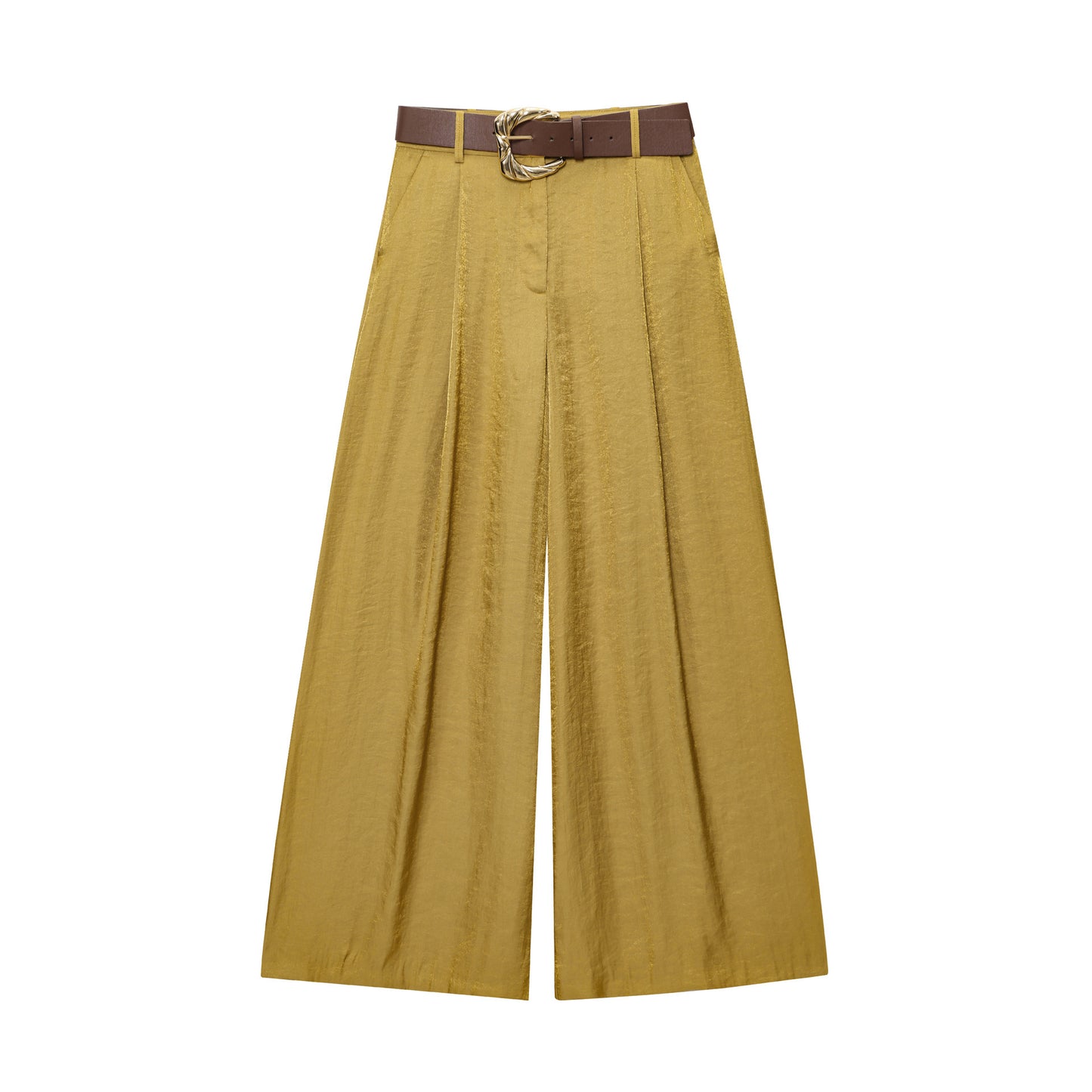 Women's Autumn Fashion With Belt Silk Satin Pants