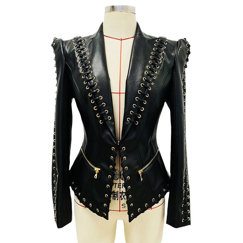 Graceful Stylish Fashion Corns Rope Leather Jackets