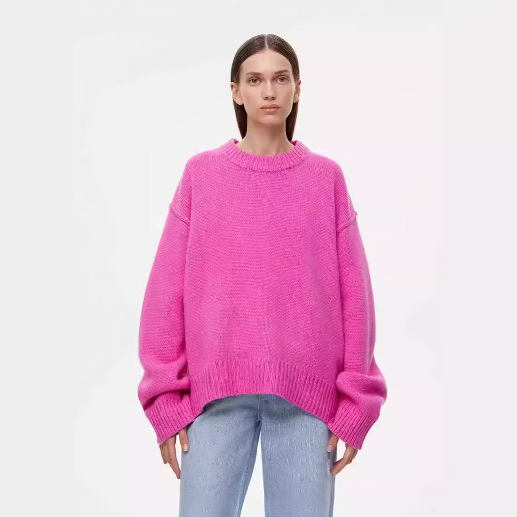 Attractive Knitted Russian Round Neck Loose Sweaters