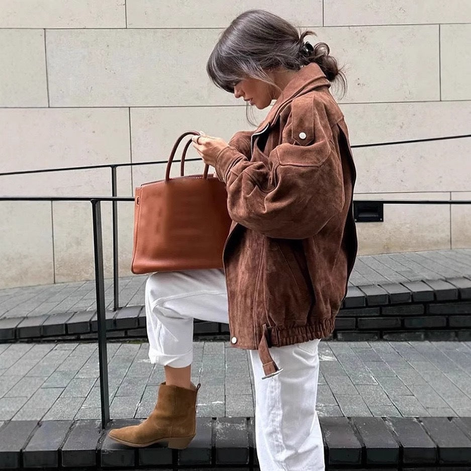 Women's Charming Style Casual Brown Loose Jackets