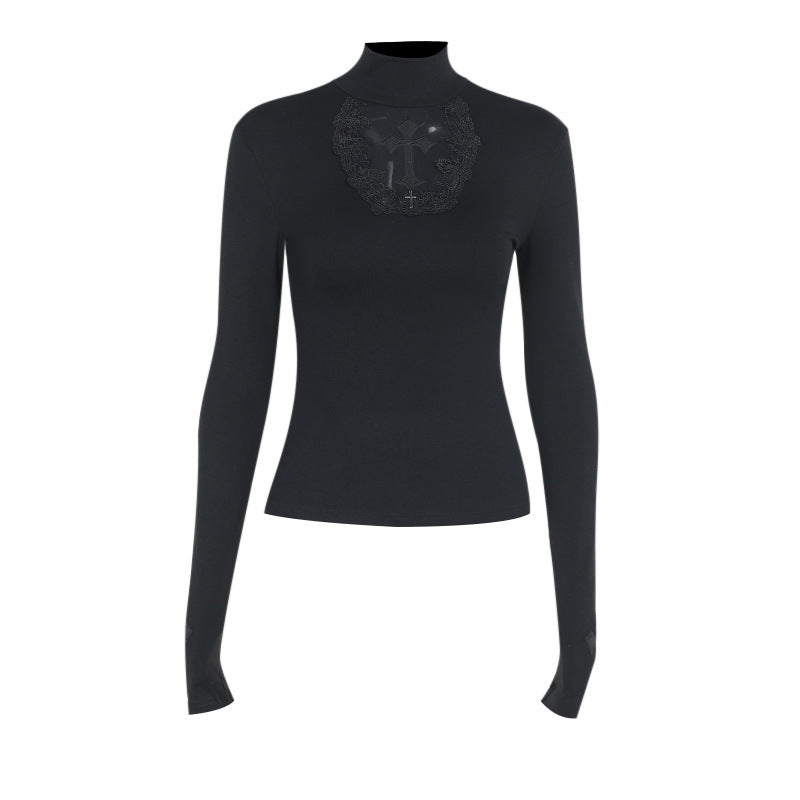 Autumn Dark Elegant Sexy Hollow Cross Blouses