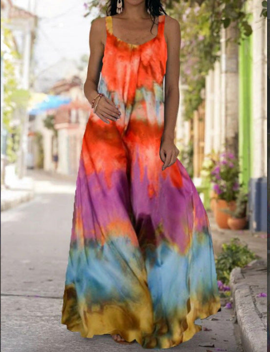 Summer Printed Dress Bohemian Strap Mop Dresses