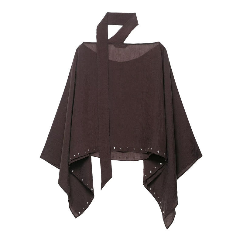Women's Summer Simple Rivets Scarf Cape Coats