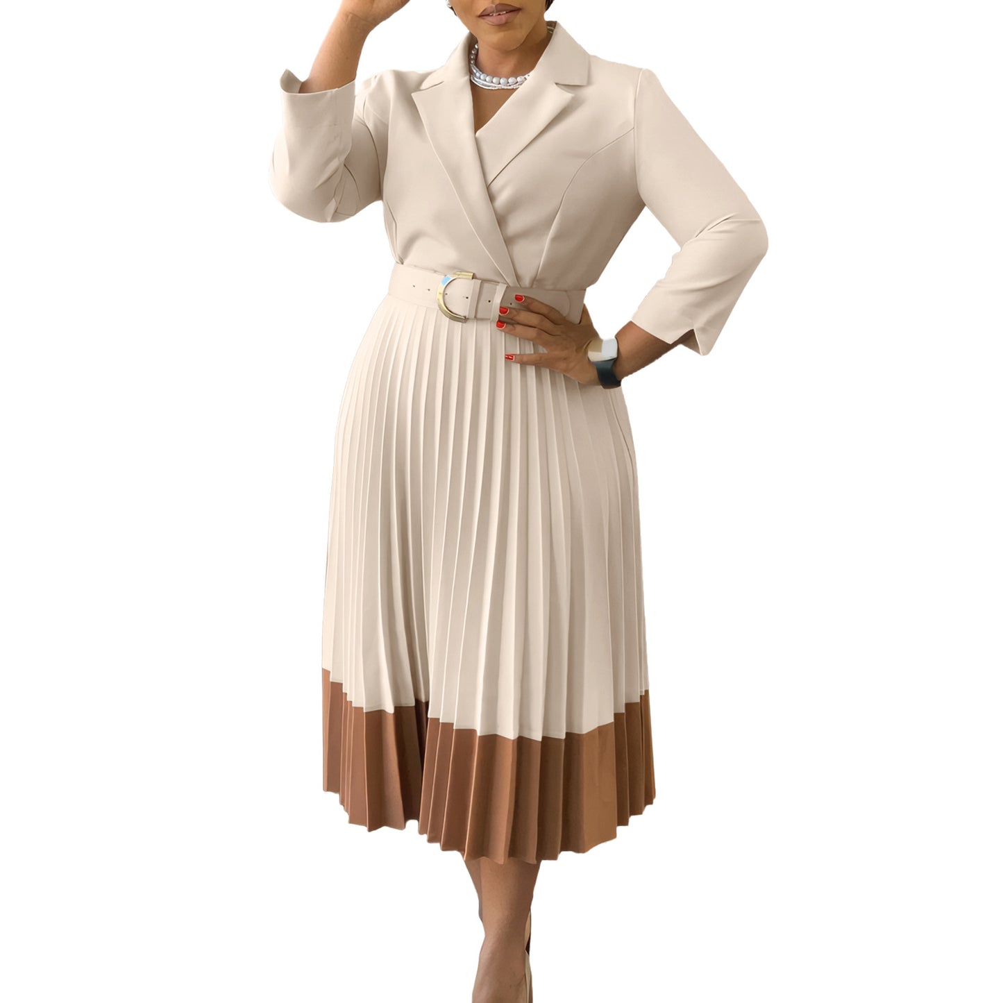 Women's Fashion Wear Collar Elegant Pleated African Suits