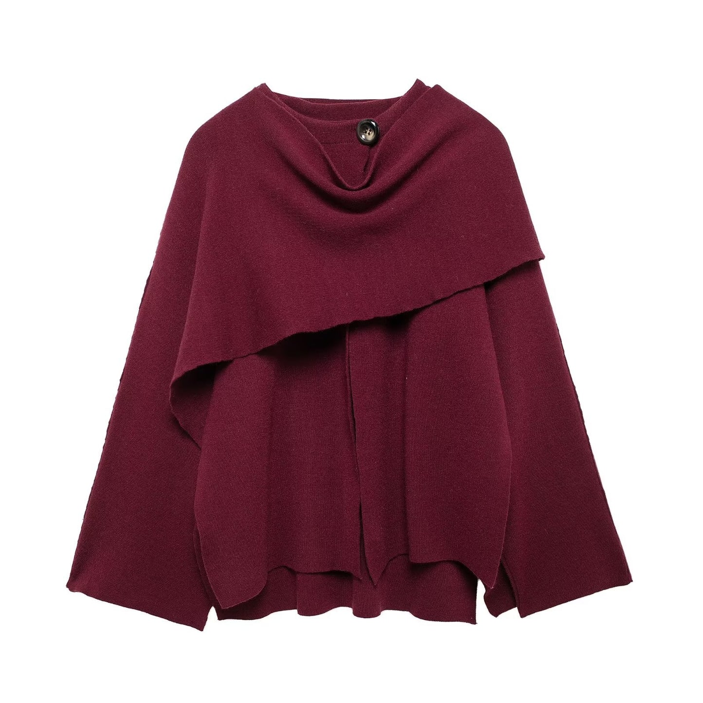 Women's Asymmetric Short-sleeved Scarf Knitted Overcoat Fashionable Knitwear