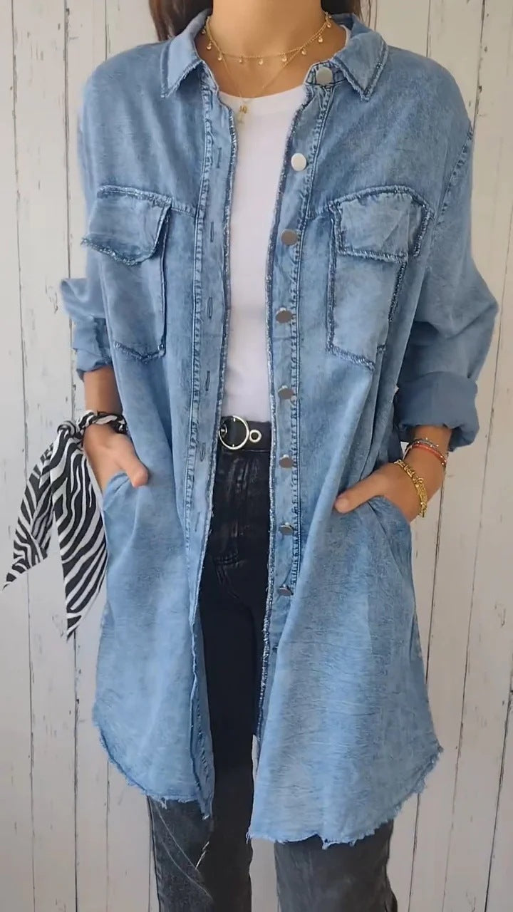 Women's Fashion Polo Collar Solid Color Single-breasted Jackets