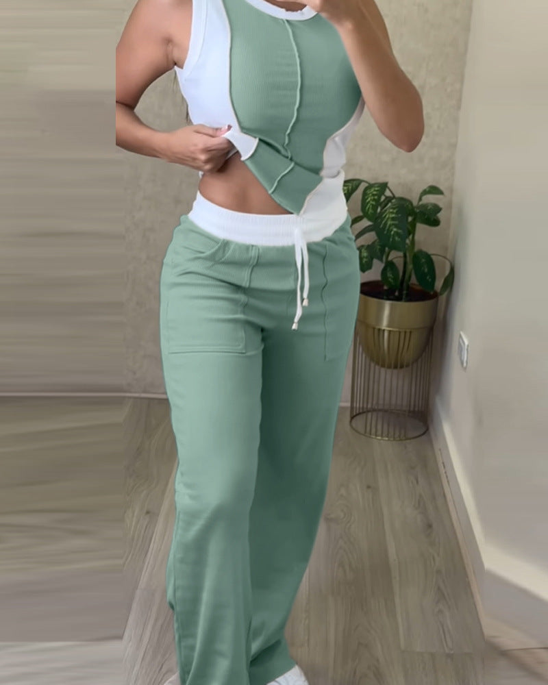 Color Contrast Patchwork Sunken Stripe Commute Dresses