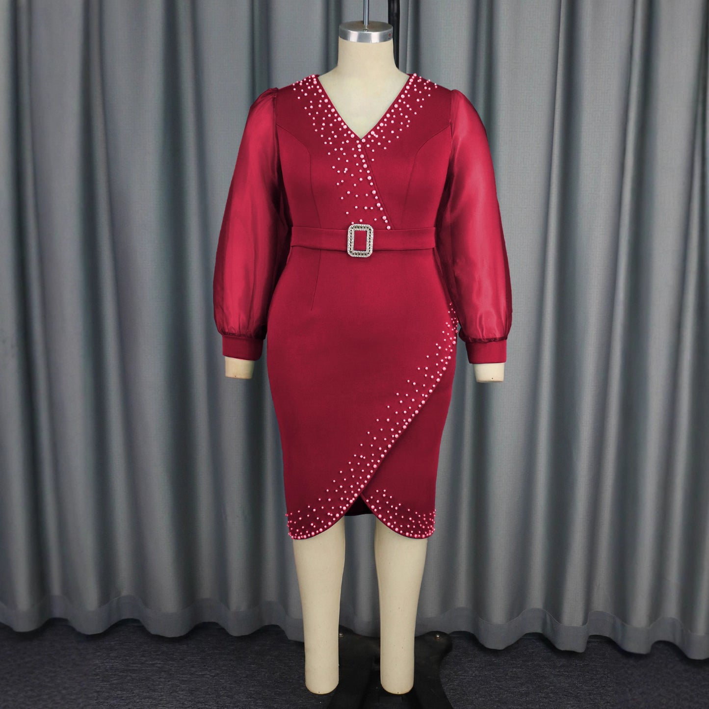 Women's Fashion Puff Sleeve Dress High Waist Dresses