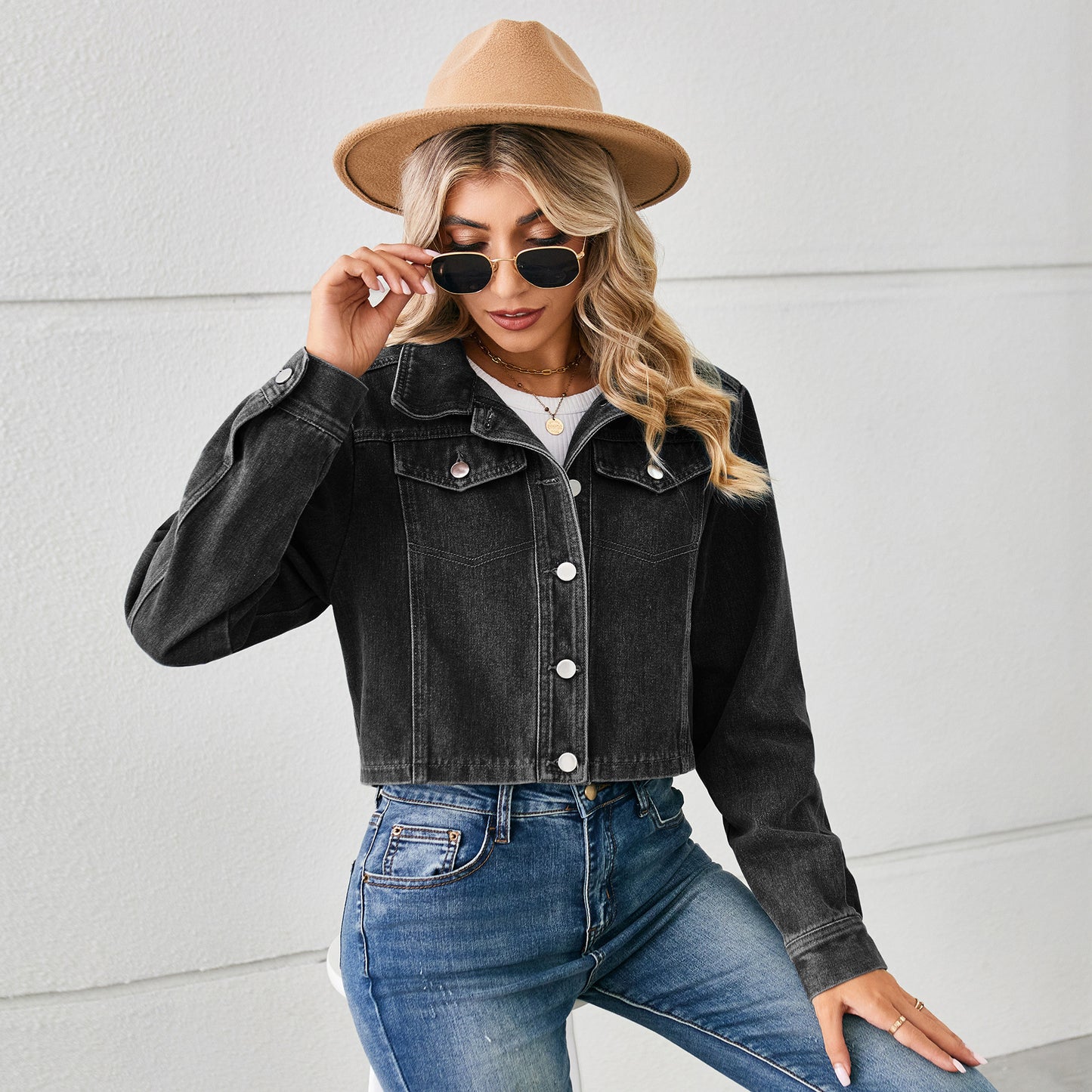 Women's American Hot Washed Denim Long Sleeve Jackets