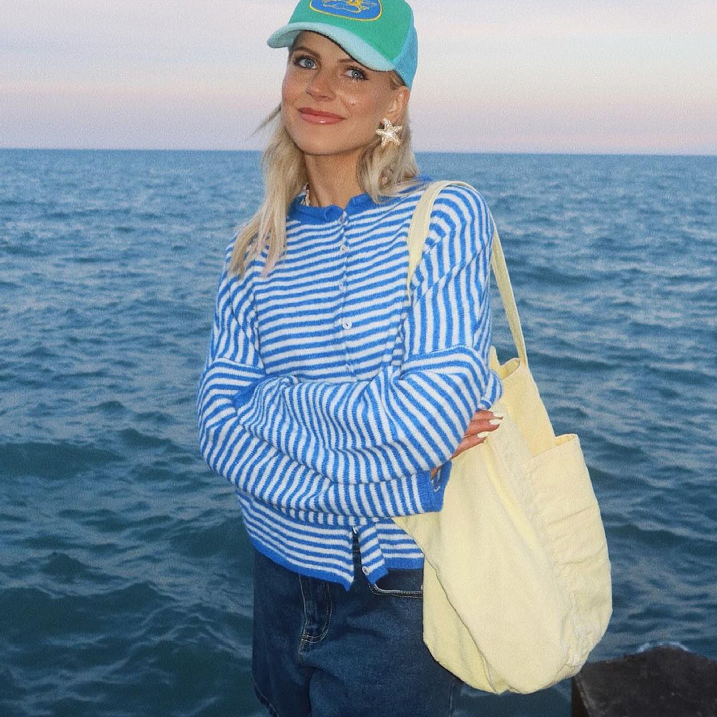 Women's Knitted Striped Casual Long Sleeve Round Sweaters
