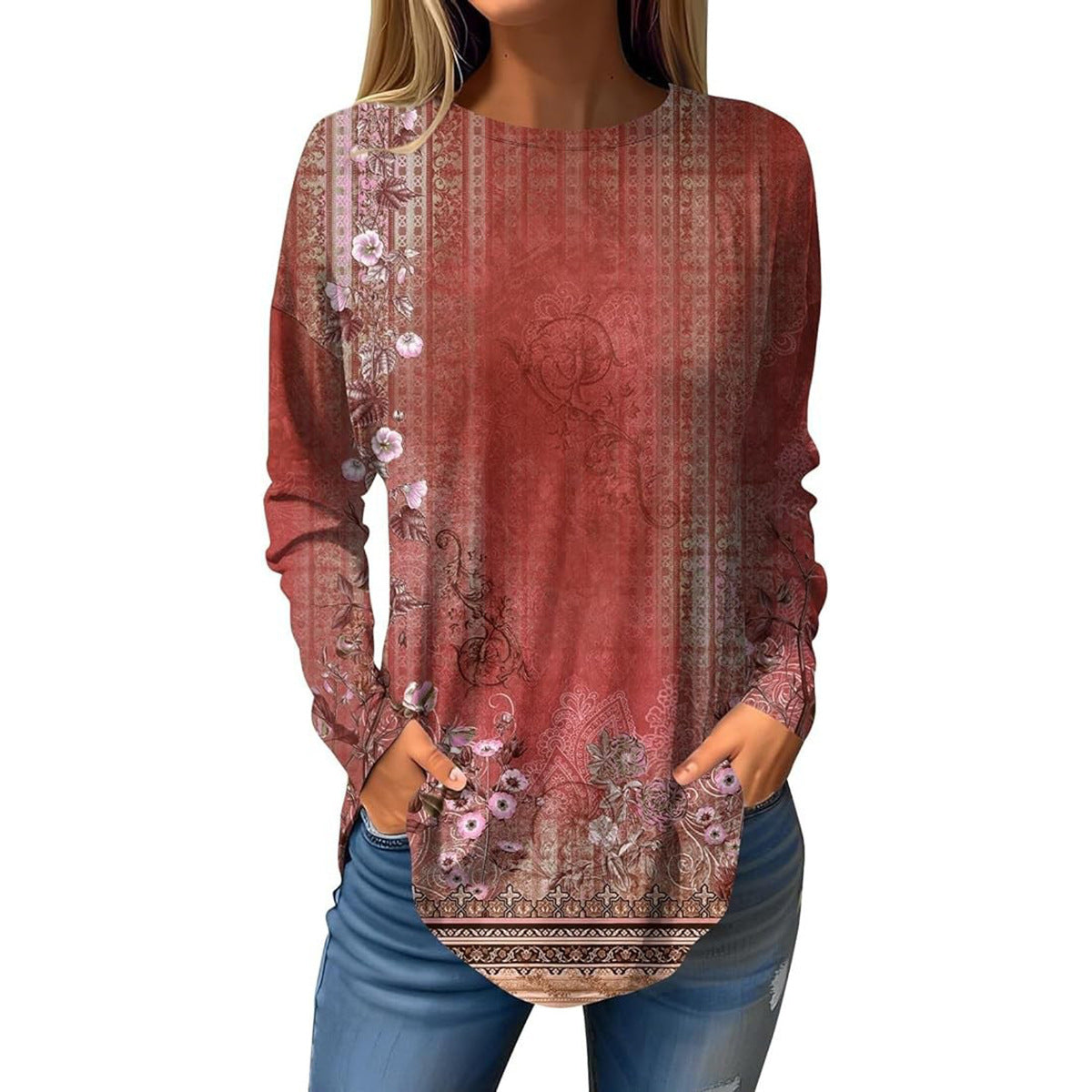 Crafts Summer Hem Arc Loose Long Blouses