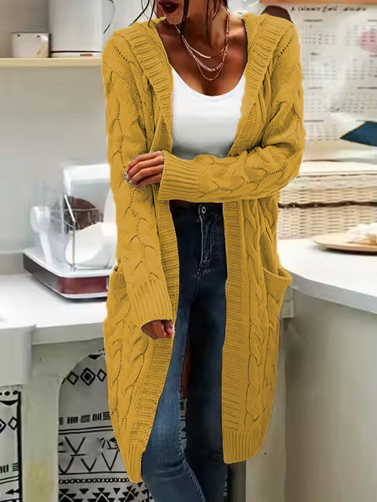 Women's Stylish Charming Hooded Pocket Twist Knitwear