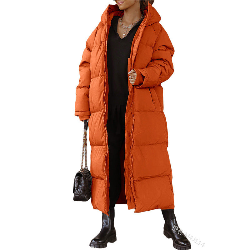 Women's Hooded Solid Color Leisure Warm Zipper Coats