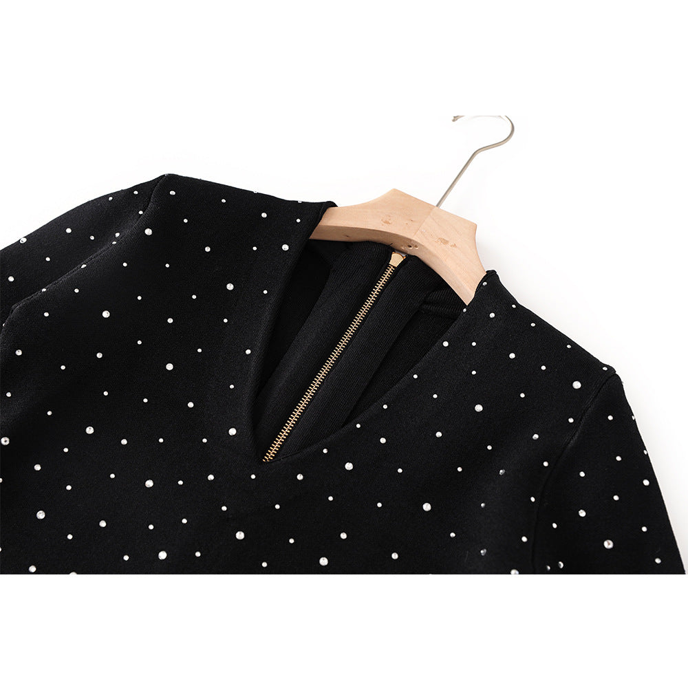 Lady Like Woman Hot Rhinestone Shiny Knitted Dresses