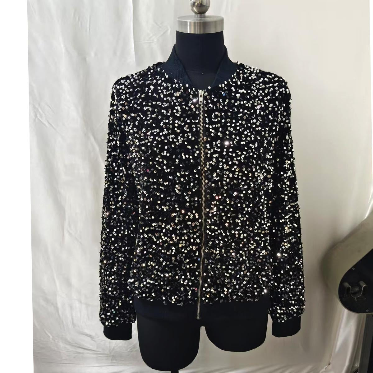 Women's Casual Fashion Solid Color Sequin High-grade Coats