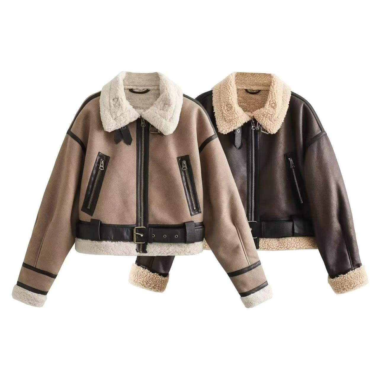 Women's Beautiful Fur One Retro Motorcycle Jackets