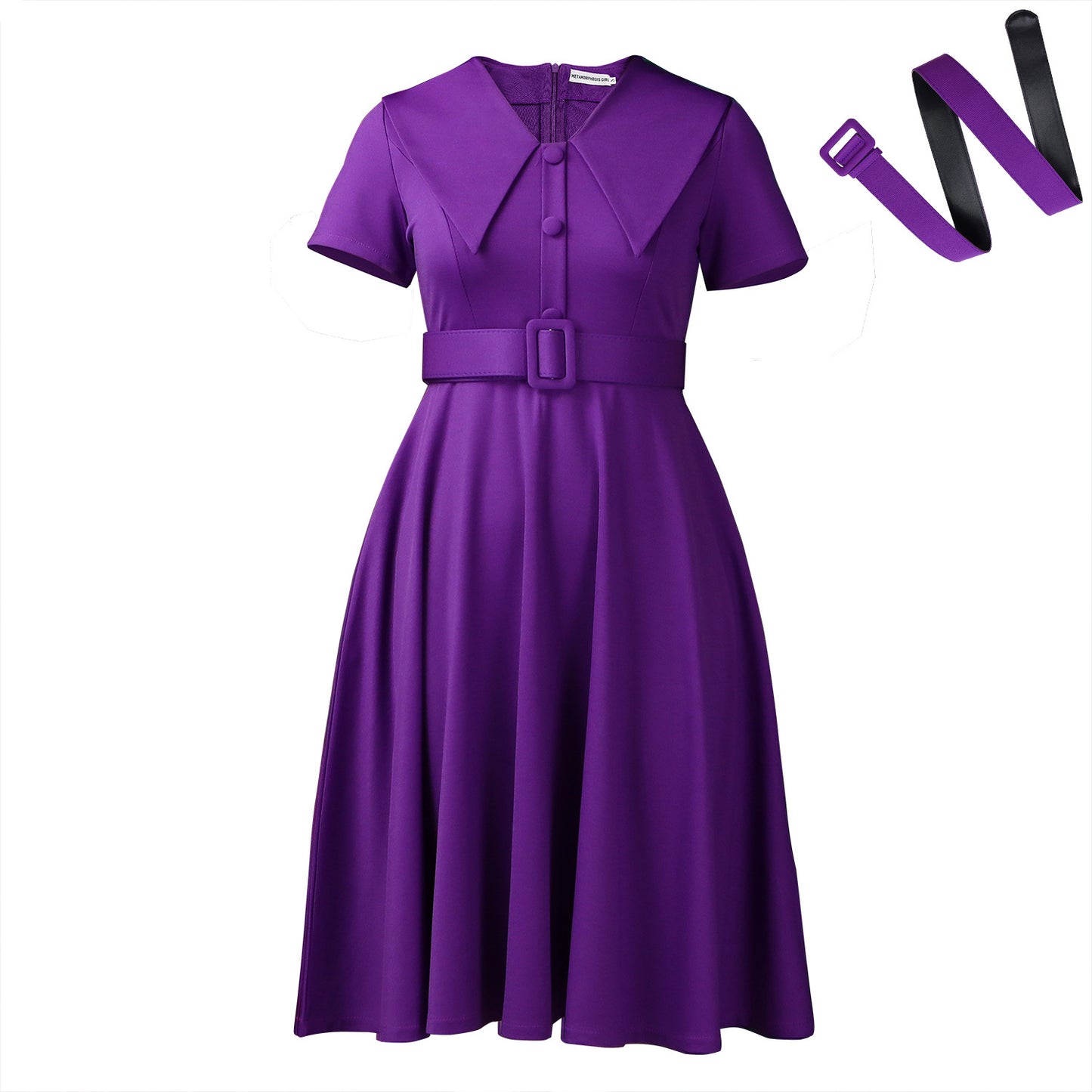 Women's Temperament Peter Pan Collar Sleeve Stretch Dresses