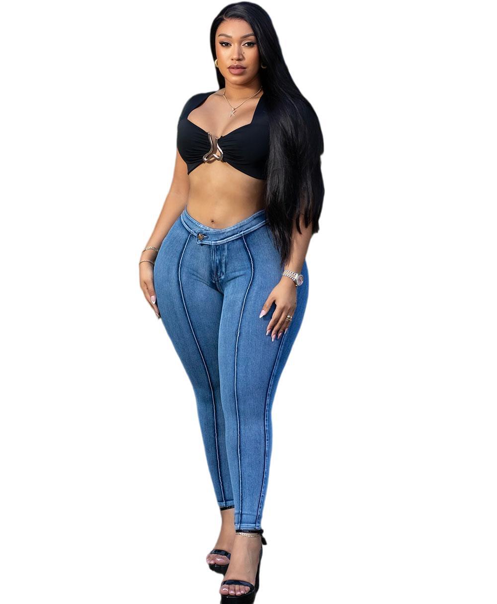 Women's Street Fashion Wash Denim Casual Stretch Jeans