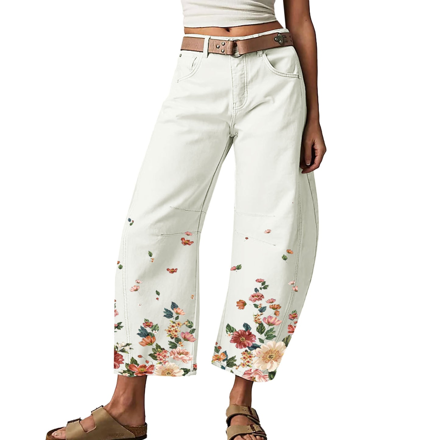 Fashionable Printed Loose Casual Slim Stretchy Jeans