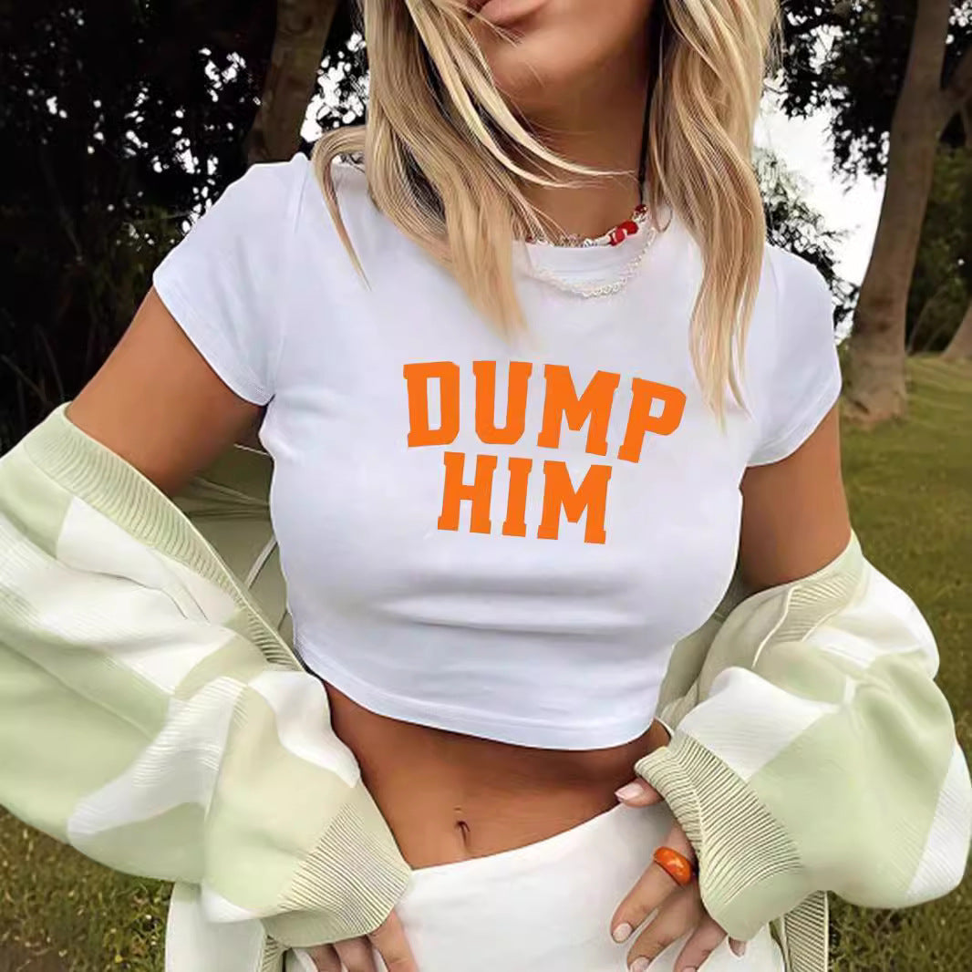 Women's Summer Street Slim Fit Fashion Shoulder T-shirt Sweet Blouses