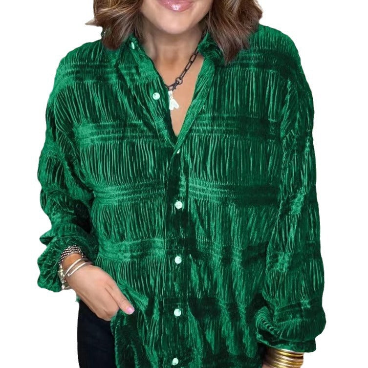 Women's Popular Veet Simple Loose Button Shirt Sweaters