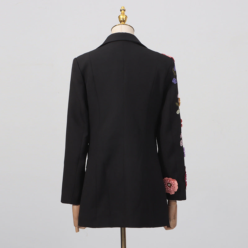 Women's Autumn Embroidery Three-dimensional Flower Elegant Versatile Blazers