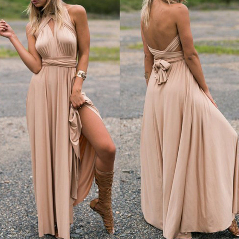 Multiple Cross Backless Sexy Bandage One-piece Dress