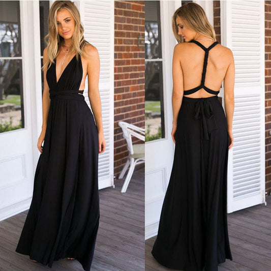 Multiple Cross Backless Sexy Bandage One-piece Dress