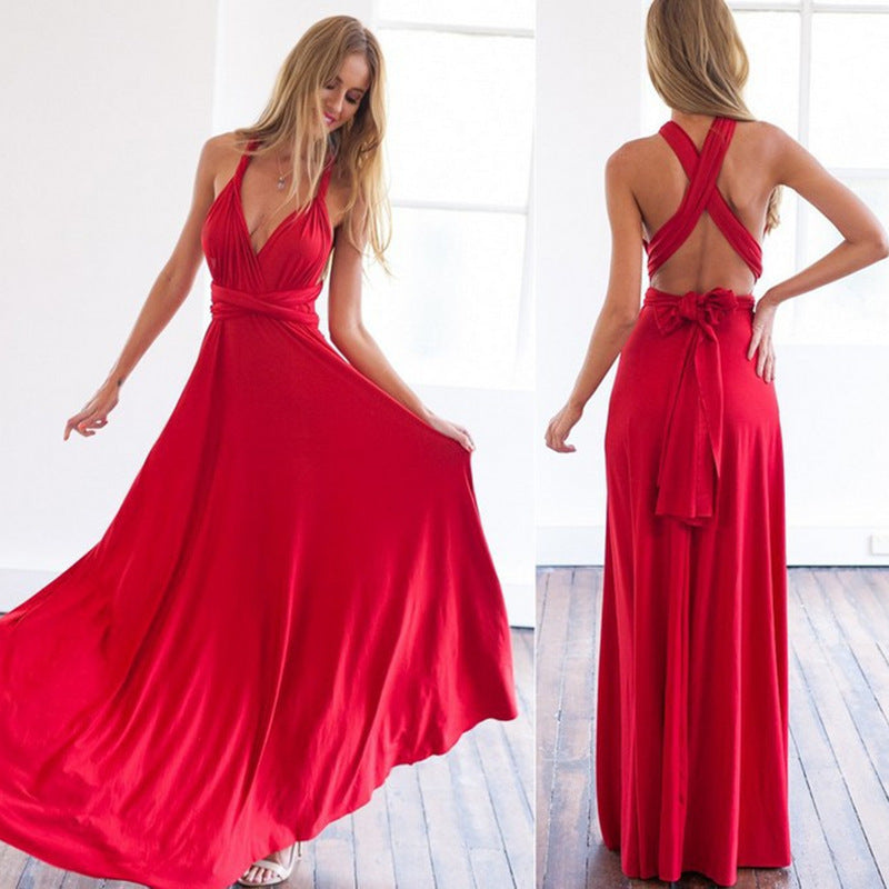 Multiple Cross Backless Sexy Bandage One-piece Dress