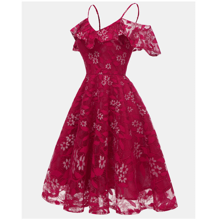 Women's Autumn Bridesmaid Dress Strap Lace Sexy Dresses