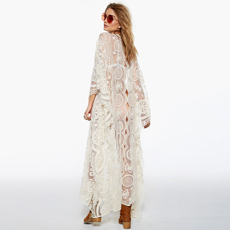 Women's Vacation Beach Sun Shield Long Robe Bohemian Dress